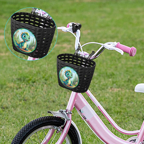 Kids Bike Basket, Children Bicycle Handlebar Basket with Stickers, Bike Bell, Windmill, and Wheel Beads