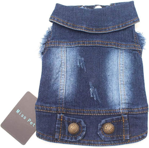 MISSPET Cute Soft Blue Jeans Denim Coat Jacket for Small Medium Dog Puppy Apparel Hoodies Clothes