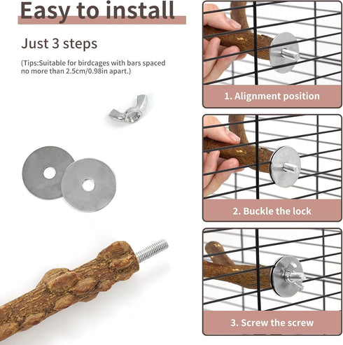 Bird Perches, 6pcs Natural Wood Stand Branches, Chewing Stick Accessories for Parakeet Lovebirds