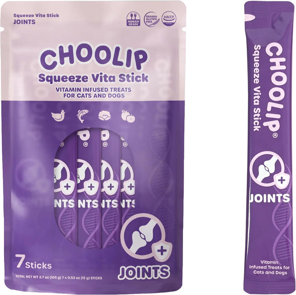 Squeeze Vita Stick for Joints, Lickable Cat and Dog Treats with Green Lipped Mussels, Vet-Formulated 7pk Snack