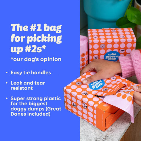 100% 200 Count, 3L 3 Who Gives a Crap Recycled Pet Waste Bags, / Quart, Designed to Help Resist Leaks and Tears, Tie