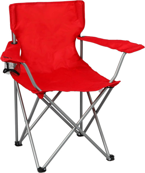 Generic Quad Folding Camp Chair with Cup Holder, Bright Red