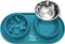Pets Dog Bowl Set - Removable Double Slow Feeder Bowls with Non-Skid Silicone Mat, Stainless Steel Water Bowl (Dirty