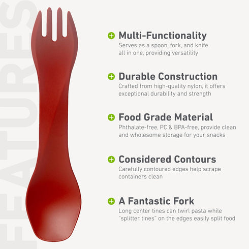 humangear GoBites Uno 3-Pack | Portable & Convertible Dining Ware | Travel & Camping Utensils | Multi-Functional Spork