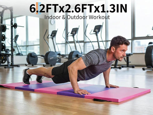 6.2 2.6 x ft Folding Gymnastics Mat, Five-Fold Tumbling Mat, Leather Exercise Mat for Tumbling, Yoga, Pilates
