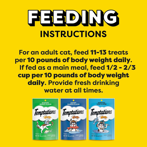 Pack,3 oz. Pouches,(Pack 12) Temptations Cat Treats Classic Crunchy and Soft Seafood Lovers Variety