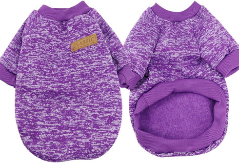 Idepet Pet Dog Knitwear Sweater, Soft Fleece Coat for Small, Medium, Large Dogs, Purple (L)
