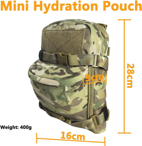 Tactical MOLLE Hydration Pack, 2L Water Bladder, Lightweight Nylon for Hiking, Running, Biking, Climbing