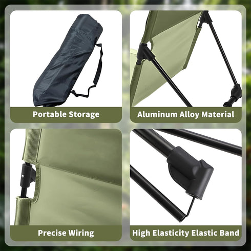 1.1lbs Ultra-Lightweight Foldable Camping Backrest Chair - Portable Outdoor Lazy Chair with Waterproof Oxford Fabric