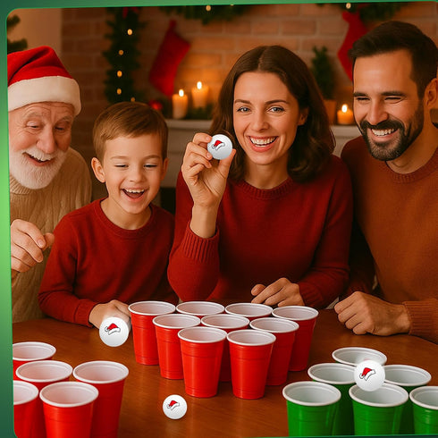 50 Set 40 15 oz 10 Soulchen Pcs Christmas Game Supplies Classic Reusable Plastic Cups and Santa Hat Printed Balls Xmas