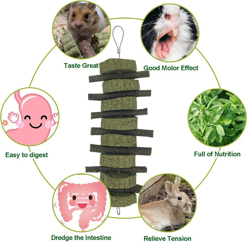 Generic Rabbit Bunny Treat Hamster Chew Toys, Grass Cakes Heart Shaped Chew Toys for Pets 2Pcs