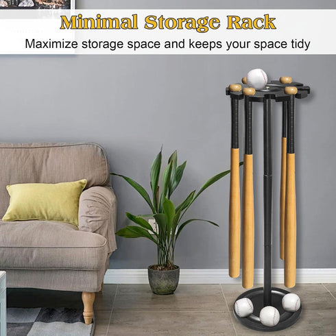 TP Baseball Bat Holder Display Rack - Solid Wood Organizer Holds 10 Bats, Sturdy Baseball Softball Bat Stand