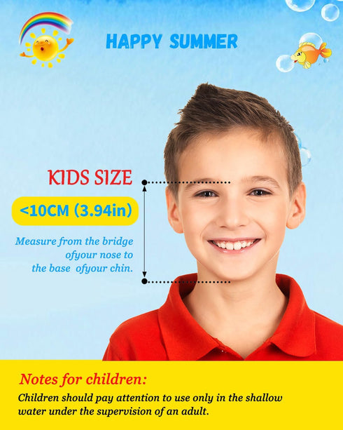 W WSTOO Kids Full Face Snorkel Mask with Dry Top Safe Breathing System, 180 Degree Panoramic View