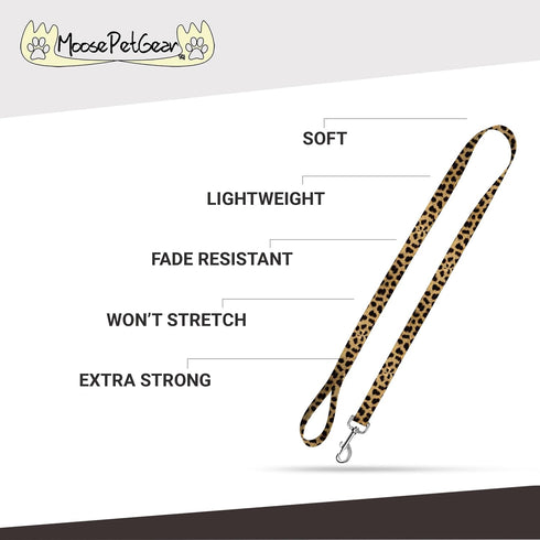 Patterned Deluxe Dog Leash - Heavy Duty Pet Leashes, Made in the USA - 1 Inch x 6 Feet, Leopard
