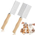 2 Pcs Dog Metal Combs - Cat Wooden Handle Grooming Comb, Double Side Metal Comb for Dogs and Cats