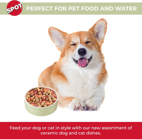 SPOT by Ethical Products - Heavy Ceramic High Gloss Dog Bowl Cat Bowl Durable Dog Food and Water Pet Dish - Dishwasher Safe – Trending Styles - SPECKLED DOG DISH 5"
