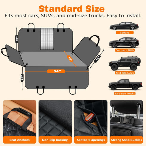 4 1 Hammock URPOWER in Dog Car Seat Cover for Back Seat, Waterproof Dog with Mesh Window and Side Flap Pet Car Seat