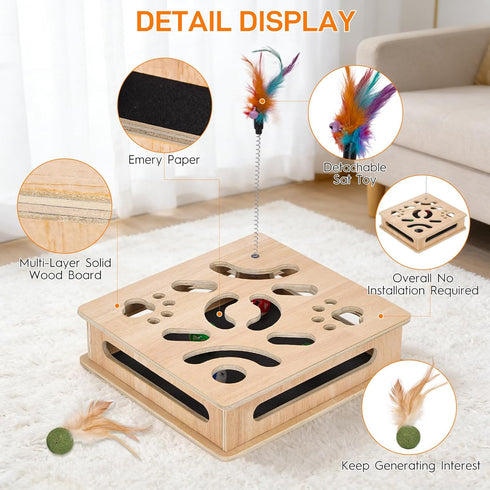 PHOEXXIX Cat Nail File Enrichment Box, cat Toys for Indoor Cats, Contains Sandpaper Inside,cat Toys for Bored Indoor