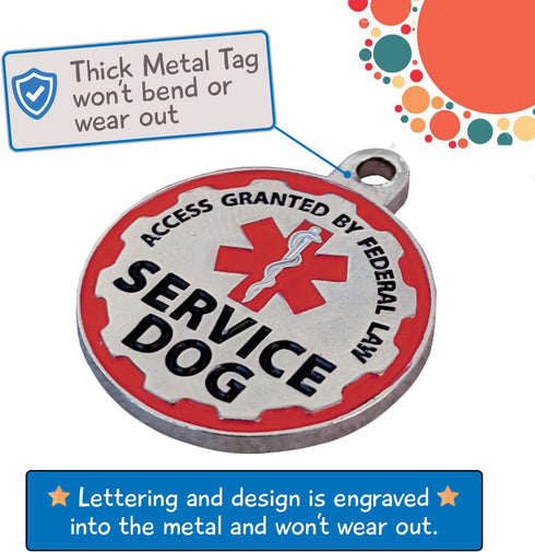 Service Dog Vest with ID Tag and ADA Info Cards, Durable Harness in X Small to XX Large, 2-Sided Service Animal Cards