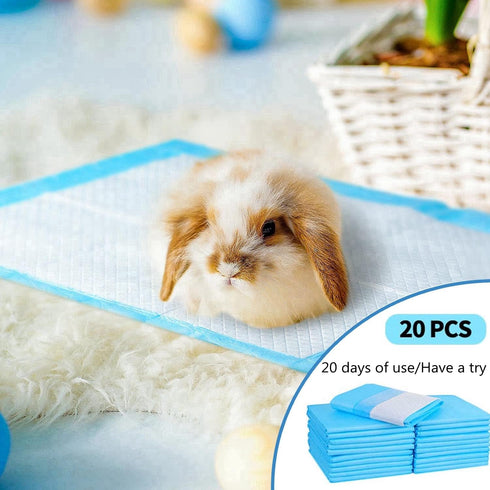 Chinchilla (20PC, Rabbit Pee Pads Disposable Cage Liners Absorbent Leak-Proof Diaper Mat Small Animal Toilet Potty