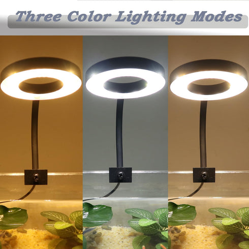Upgraded Aquarium Light Clip On Fish Tank LED Light Small USB Light Dimmer Multi-Color White+Warm Yellow+Yellow 1 to 5 Gal (Adapter NOT Included, No Timer) by PUEUTU