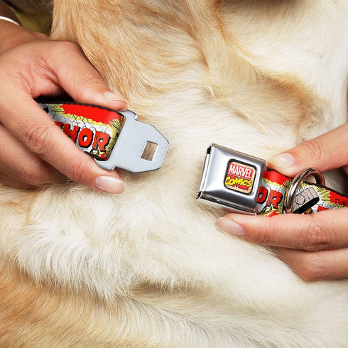 Buckle-Down Dog Collar Seatbelt Buckle, Thor Hammer Red Yellow White, 9 to 15 Inches, 1.0 Inch Wide, Multicolor