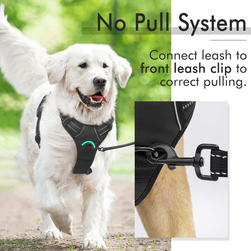 rabbitgoo Dog Harness, No-Pull Pet Harness with 2 Leash Clips, Adjustable Soft Padded Vest, Reflective No-Choke Oxford