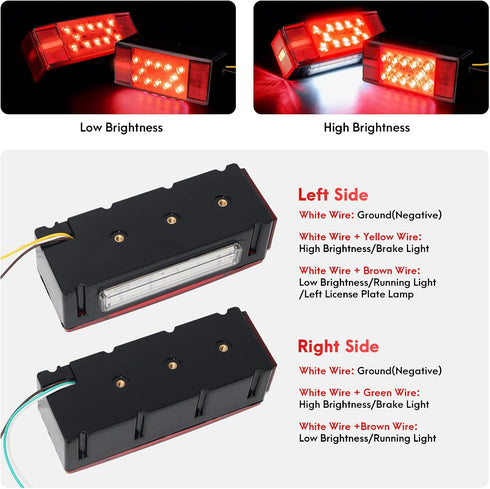 Lcrslitx IP68 4 2 25FT 80" LED Trailer Light Kit, Submersible Waterproof for Boat Trailers, Super Bright Stop Brake