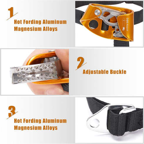 Quick Step Foot Ascender for Outdoor Rock Climbing, Tree Arborist Rappelling Device for 8-13mm Rope