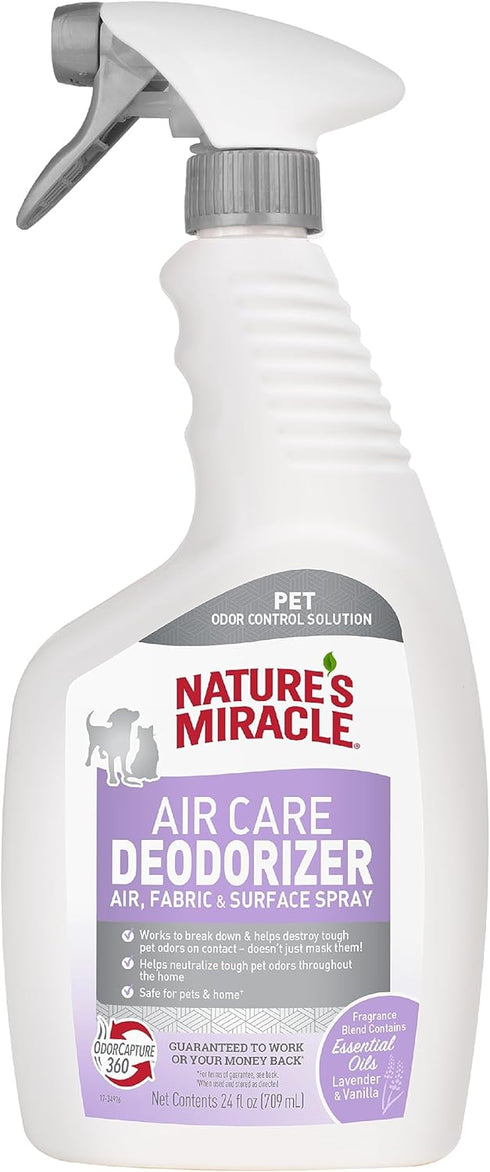 Nature’s Miracle Air Care Deodorizer Spray, Lavender & Vanilla Scent, 24 Ounces, Pet Odor Eliminator for Air, Fabric,