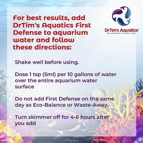 DrTim's Aquatics First Defense for Reef Aquariums, Stress Relief & Immune System Support, 4 oz.