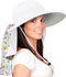 Solaris Floral Scarf Wide Brim Women's Sun Hat, Neck Flap, UV Protection Cap