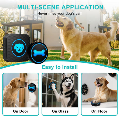 Yoiilifee Training,1000 IP65 60 (2 Dog Doorbell to Go Outside, Smart Wireless Doggie Doorbell for Potty Feet Long Range