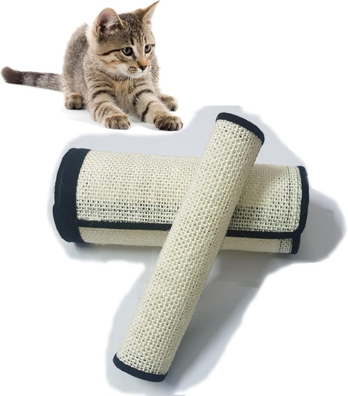 Cat Scratcher Mat, Natural Sisal 2 Pack Thin Scratcher Mats with Velcro for Protecting Furniture (16X12 and 12X6 in)