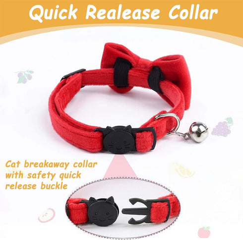 Breakaway Cat Collar with Bells: 3 Pack Adjustable Quick Release Kitten Collars for Boy & Girl Cats