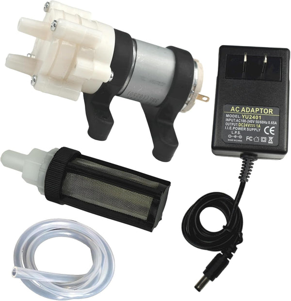 DC 24V 385 Diaphragm Water Pump, 5-Piece Power Supply Filter Hose for Experimental Models