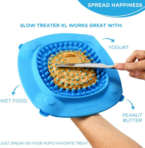 Aquapaw Lick Mat for Dogs, XL Blue with Suction Cups, Secure-Grip Slow Feeder Pad & Shower Lick Toy