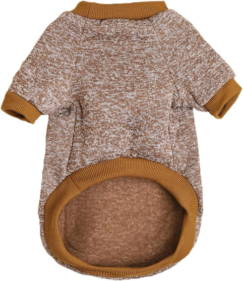 Jecikelon Dog Sweater, Soft Winter Clothing for Small Dogs XXS XS & Cat Apparel (Khaki, S)