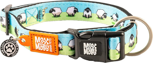 Max & Molly Black Sheep Dog Collar with Safety QR Code Tag, Soft Adjustable Waterproof Design