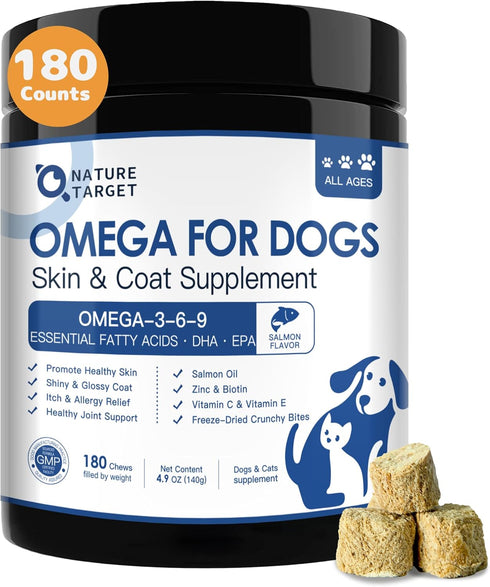 NATURE TARGET Omega 3 Fish Oil for Dogs, Salmon Oil for Dogs