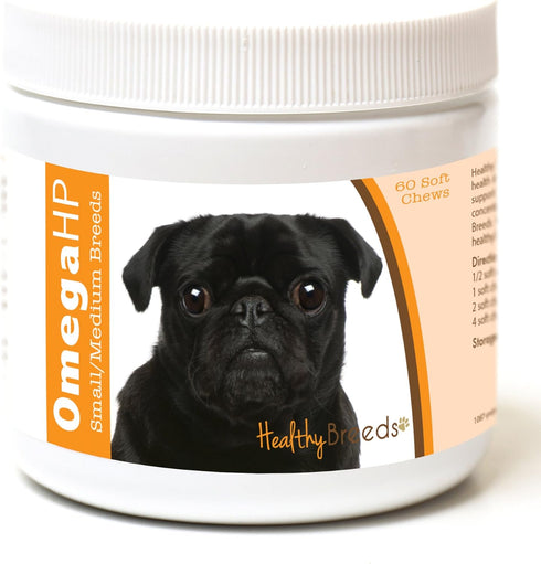 Healthy Breeds Pug Omega HP Fatty Acid Skin and Coat Support Soft Chews, 60 Count