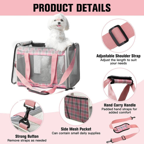 EXPAWLORER Cat Carrier Large, Soft-Sided Top Load Travel Carrier for Medium Cats Under 25, Airline Approved