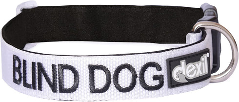 Blind Dog White Color Coded Alert Warning Buckle Collars (S-M Collar 10-17"Lx1"W)