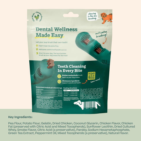18 WOOF - Bite n' Brush Refills Treats for the Dog Toothbrush Toy - Scrub Plaque and Tartar from Your Dog's Teeth