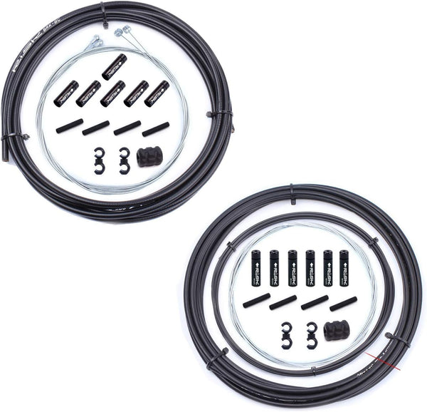 Universal Bicycle Brake & Shift Derailleur Cable Complete Set with Aluminum End Caps for Mountain Road MTB Bike