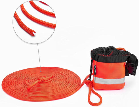 Water Rescue Throw Rope Bag with 50/100 Feet Floating Life Line and Whistle Clip for Boating