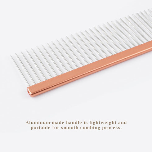 2-in-1 Megal Greyhound Comb for Dogs (Medium/Coarse) - 69 Stainless Steel Pins with Lightweight Aluminum Handle