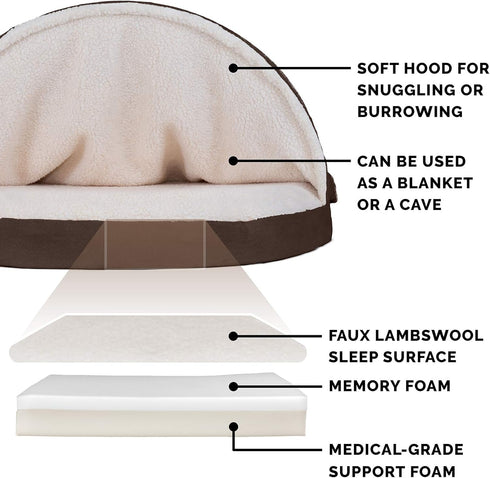 Furhaven 26" Round Memory Foam Dog Bed for Medium/Small Dogs, Removable Washable Cover, Espresso