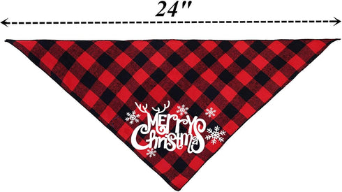 Dog Christmas Bandana Classic Buffalo Plaid Scarf, Triangle Bibs for Small Medium Large Dogs and Cats