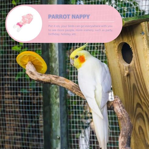 Reusable Parrot Diaper and Bird Flight Costume, Washable Pink L Size Parrot Clothes with Diaper for Pet Birds, Suitable